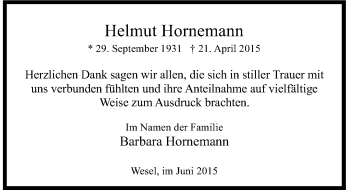 Todesanzeige von Helmut Homemann von Rheinische Post