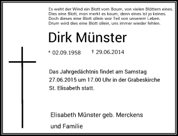 Todesanzeige von Dirk Münster von Rheinische Post