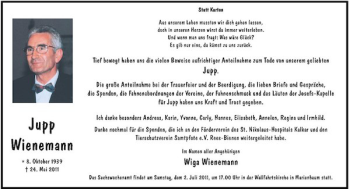 Todesanzeige von Jupp Wienemann von Rheinische Post