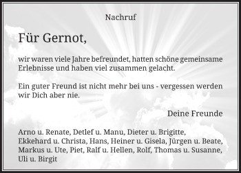 Todesanzeige von Gernot  von Rheinische Post