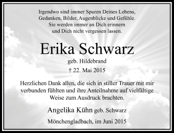 Todesanzeige von Erika Schwarz von Rheinische Post
