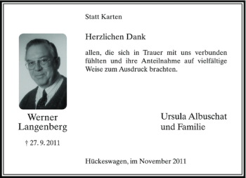 Todesanzeige von Werner Langenberg von Rheinische Post