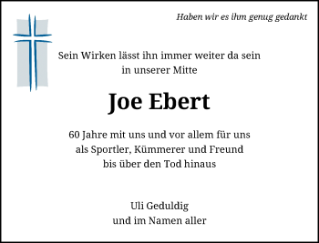 Todesanzeige von Joe Ebert von Rheinische Post