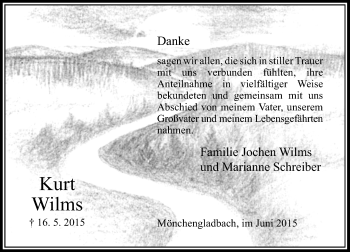Todesanzeige von Kurt Wilms von Rheinische Post
