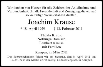 Todesanzeige von Wir danken von Herzen für alle Zeichen der Anteilnahme und Verbundenheit die wir auf so vielfältige Weise erfahren durften. von Rheinische Post
