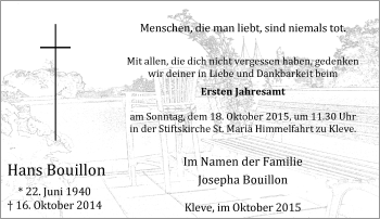 Todesanzeige von Hans Bouillon von Rheinische Post