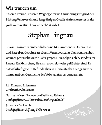 Todesanzeige von Stephan Lingnau von Rheinische Post