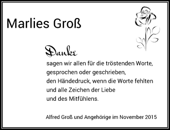 Todesanzeige von Marlies Groß von Rheinische Post