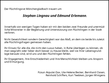 Todesanzeige von Stephan Lingnau und Edmund Erlemann  von Rheinische Post