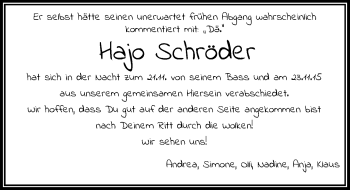 Todesanzeige von Hajo Schröder von Rheinische Post