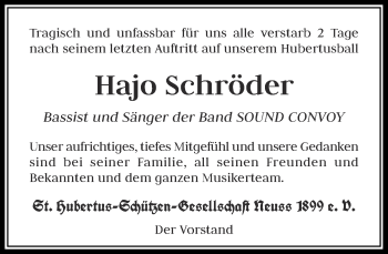 Todesanzeige von Hajo Schröder von Rheinische Post