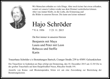 Todesanzeige von Hajo Schröder von Rheinische Post