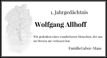 Todesanzeige von Wolfgang Allhoff von Rheinische Post