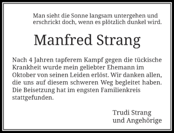 Todesanzeige von Manfred Strang von Rheinische Post