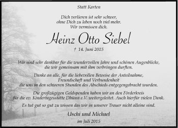 Todesanzeige von Heinz Otto Siebel von Rheinische Post