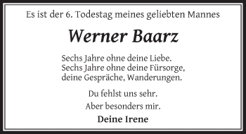 Todesanzeige von Werner Baarz von Rheinische Post