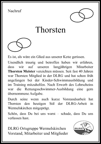 Todesanzeige von Thorsten Meister von Rheinische Post