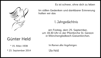 Todesanzeige von Günter Held von Rheinische Post