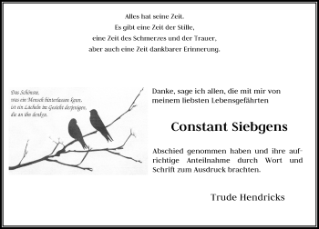 Todesanzeige von Constant Siebgens von Rheinische Post