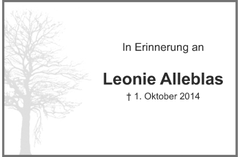 Todesanzeige von Leonie Alleblas von Rheinische Post