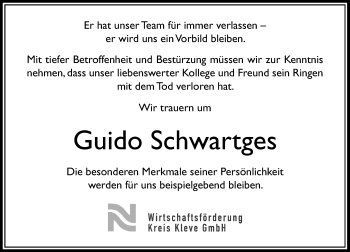 Todesanzeige von Guido Schwartges von Rheinische Post