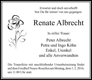 Todesanzeige von Renate Albrecht von Rheinische Post
