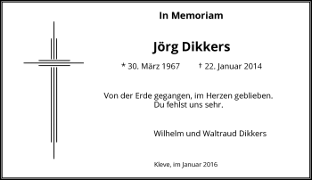 Todesanzeige von Jörg Dikkers von Rheinische Post