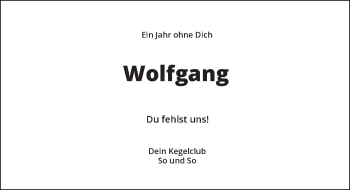Todesanzeige von Wolfgang  von Rheinische Post