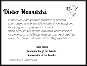 Todesanzeige von Dieter Nowatzki von Rheinische Post