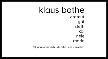 Todesanzeige von Klaus Bothe von Rheinische Post