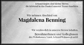 Todesanzeige von Magdalena Benning von Rheinische Post