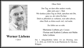 Todesanzeige von Werner Liebens von Rheinische Post