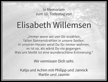 Todesanzeige von Elisabeth Willemsen von Rheinische Post