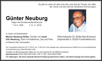 Todesanzeige von Günter Neuburg von Rheinische Post