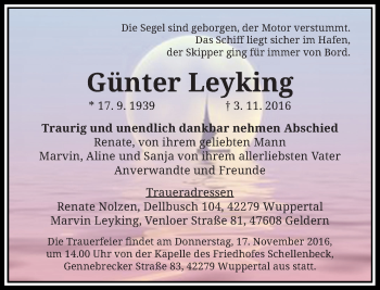 Todesanzeige von Günter Leyking von Rheinische Post