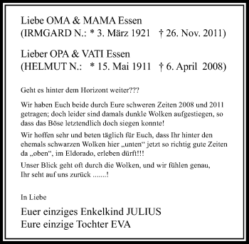 Todesanzeige von Oma und Opa  von Rheinische Post