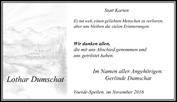Todesanzeige von Lothar Dumschat von Rheinische Post