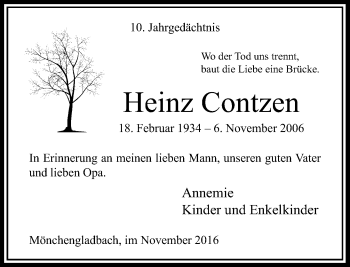 Todesanzeige von Heinz Contzen von Rheinische Post