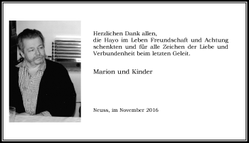Todesanzeige von Hayo  von Rheinische Post