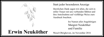 Todesanzeige von Erwin Neuköther von Rheinische Post