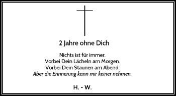 Todesanzeige von 2 Jahre ohne Dich  von Rheinische Post