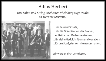 Todesanzeige von Herbert  von Rheinische Post