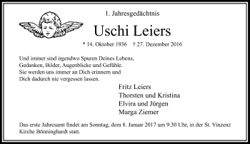 Todesanzeige von Uschi Leiers von Rheinische Post