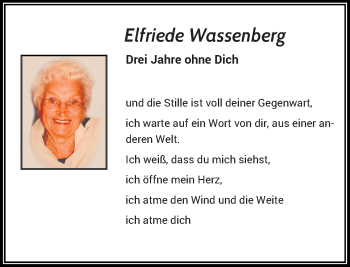 Todesanzeige von Elfriede Wassenberg von Rheinische Post
