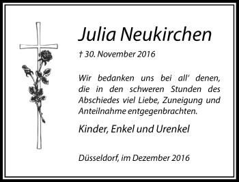Todesanzeige von Julia Neukirchen von Rheinische Post