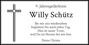 Todesanzeige von Willy Schütz von Rheinische Post