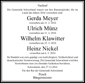 Todesanzeige von In Gedenken Gemeinde Schwalmtal von Rheinische Post