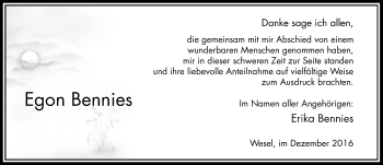 Todesanzeige von Egon Bennies von Rheinische Post