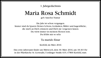Todesanzeige von Maria Rosa Schmidt von Rheinische Post