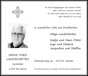 Todesanzeige von Heinz Theo Landscheiten von Rheinische Post
